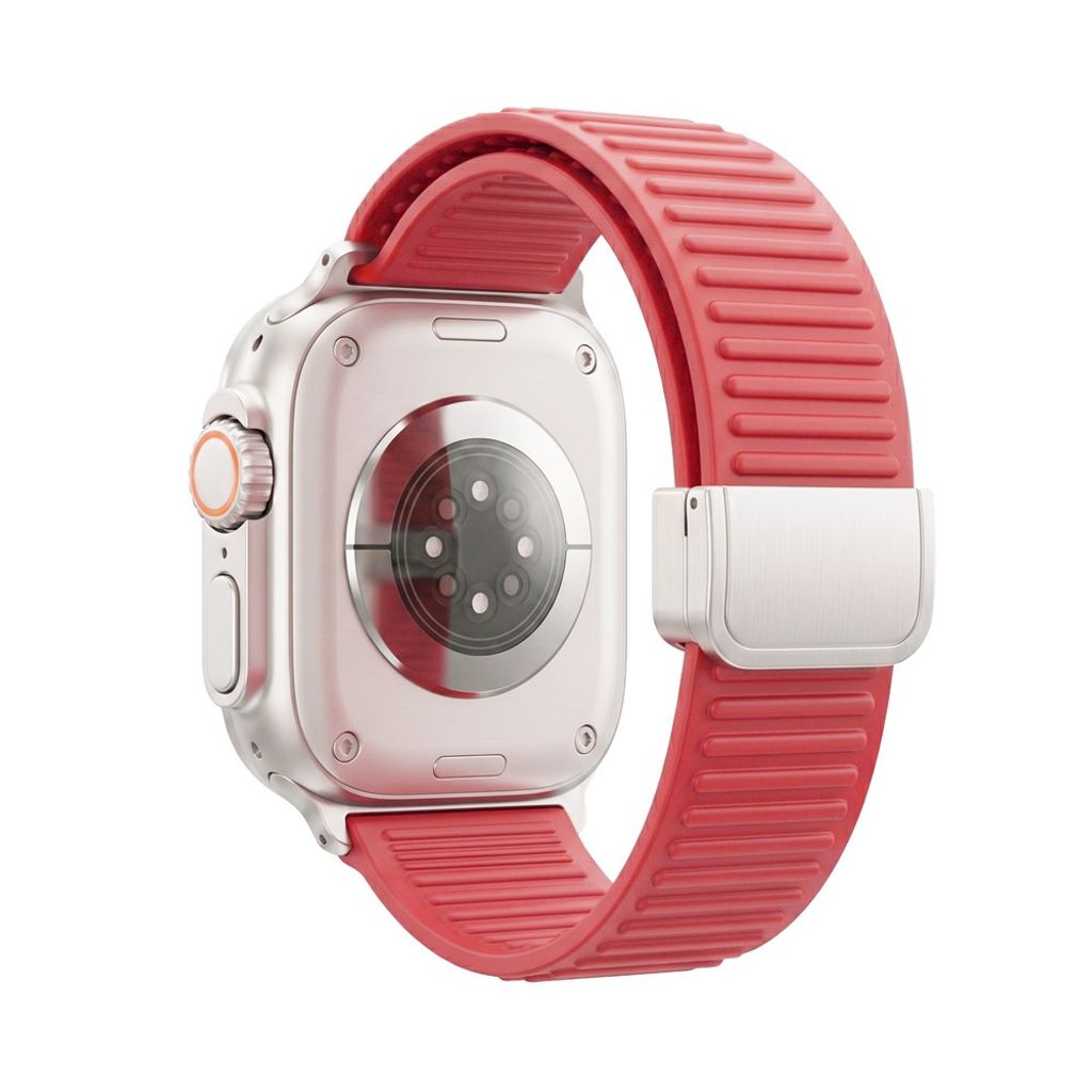 Apple Watch 42/41/40/38mm Silikonarmband med magnetiskt spänne - Röd