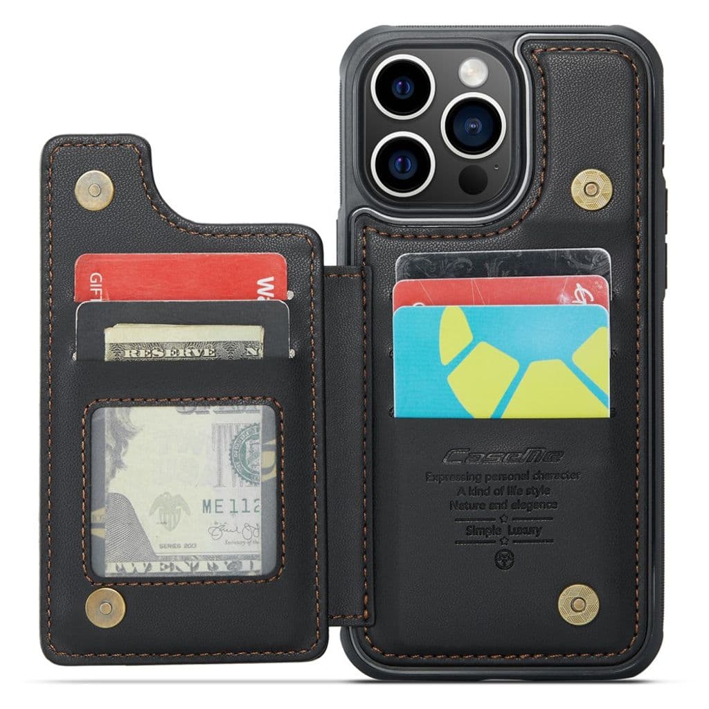CASEME C22 Plånboksskal med RFID-funktion för iPhone 16 Pro Max – Svart - Bild 2