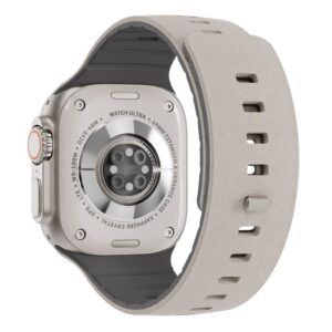 Apple Watch 42/41/40/38mm Texturerat silikonarmband - Beige/Grå