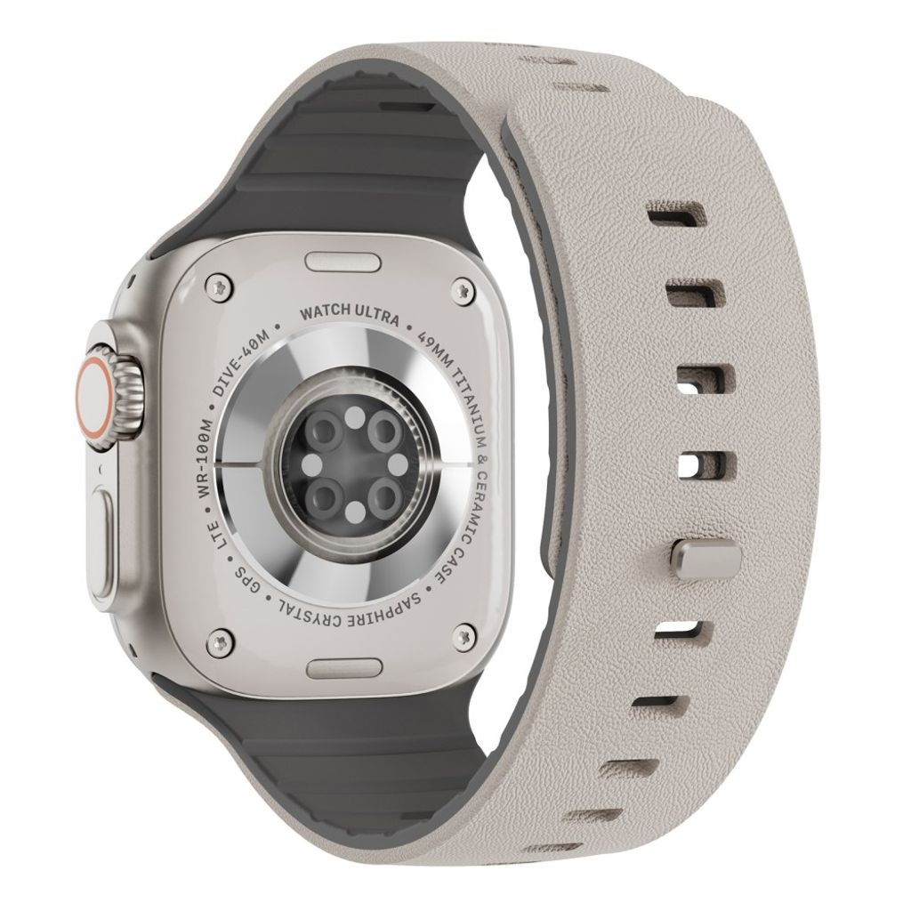 Apple Watch 42/41/40/38mm Texturerat silikonarmband - Beige/Grå
