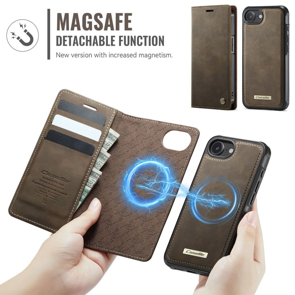 CASEME iPhone 16e Plånboksfodral MagSafe-kompatibel RFID-blockering – Brun - Bild 6