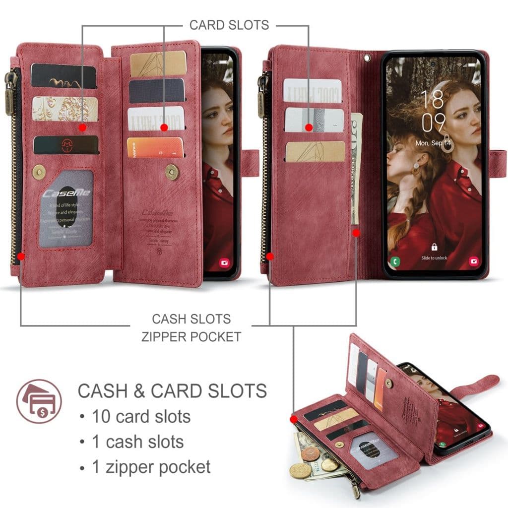 CASEME Samsung Galaxy S25 FE Fodral med Stativ - Röd - Bild 3