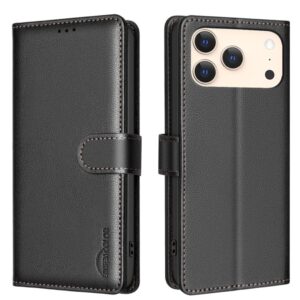 BINFEN COLOR iPhone 18 Pro Max/17 Pro Max Plånboksfodral i PU-läder - Svart