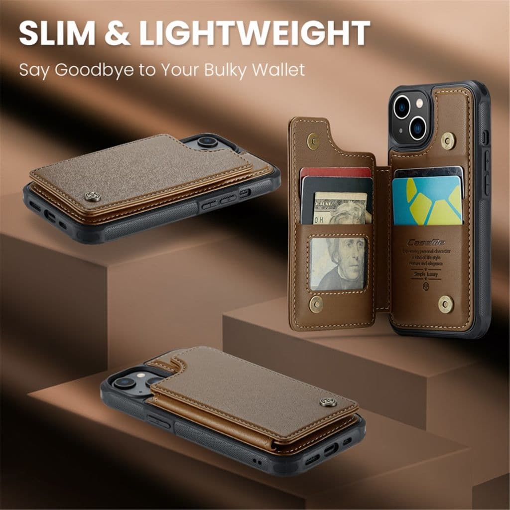 iPhone 13 Plånboksskal CASEME C22 RFID-blockerande - Brun - Bild 11