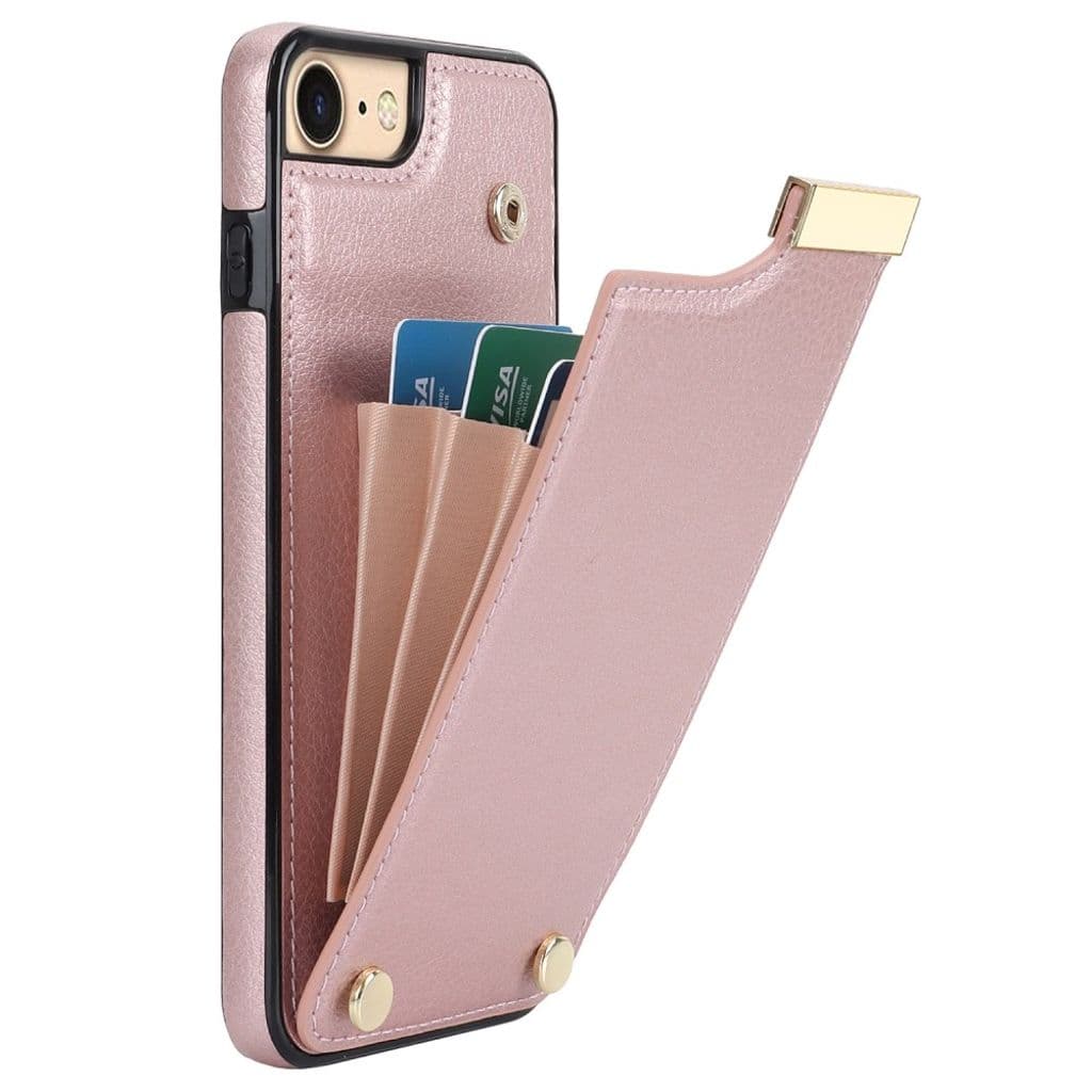 iPhone SE (2022) etc. Skal med korthållare - Roséguld