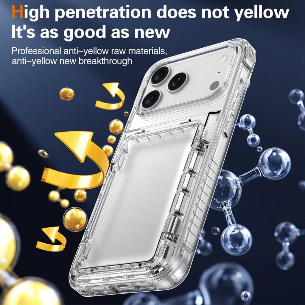 iPhone 17 Pro Skal med kortfack och stativ – Transparent Svart - Bild 9