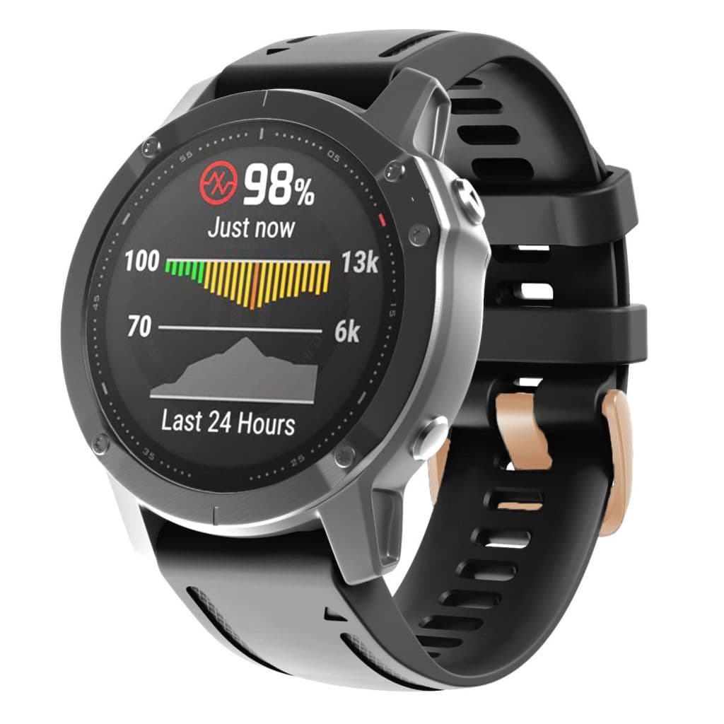 Garmin Fenix 7S/6S/5S/Instict 2 etc. Klockarmband i silikon - Svart - Bild 2