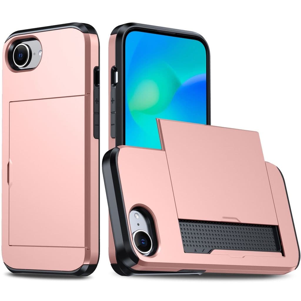 iPhone 16e Skal med Kortfack - Roséguld
