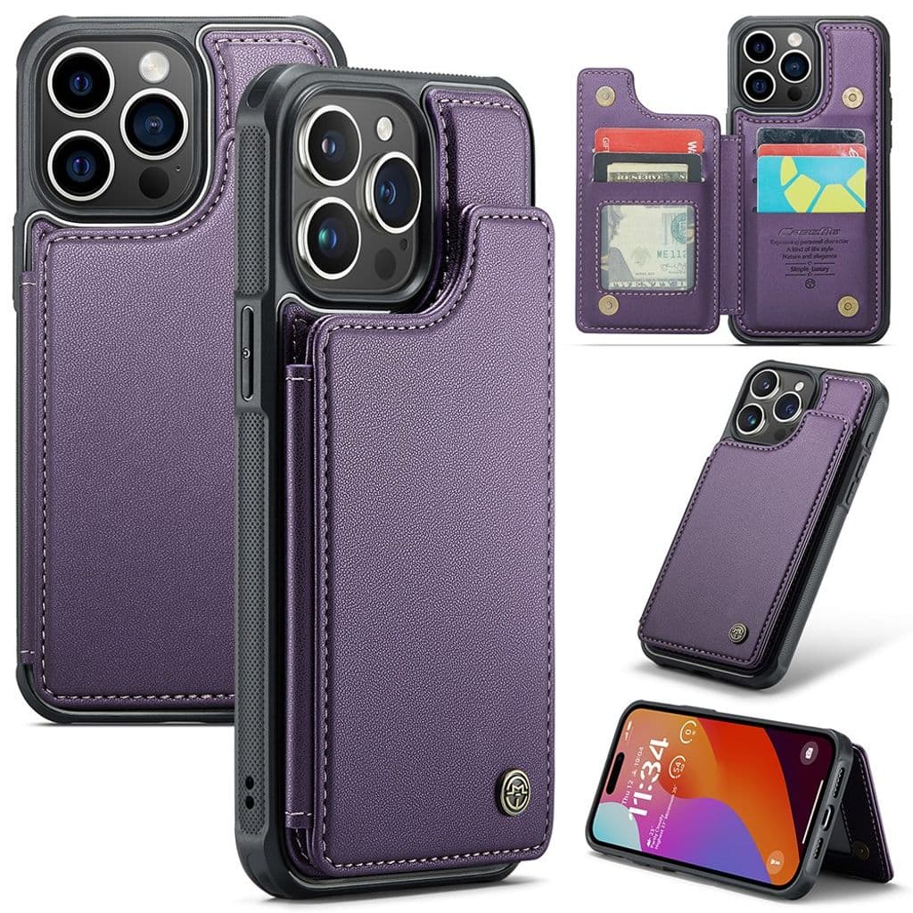 CASEME iPhone 15 Pro Max Skal med 5 Kortfack - Lila