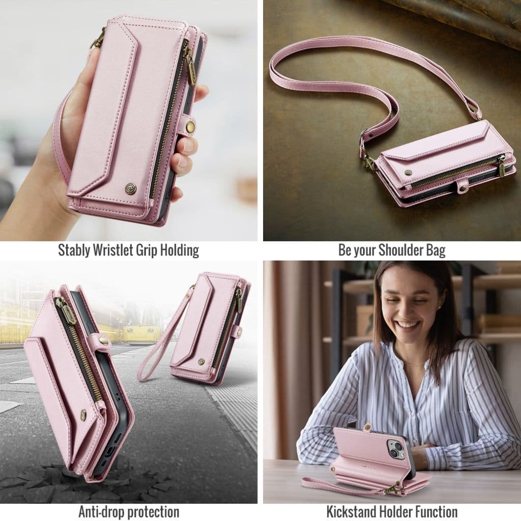iPhone 13 Plånboksfodral Korthållare - Rosa - Bild 10