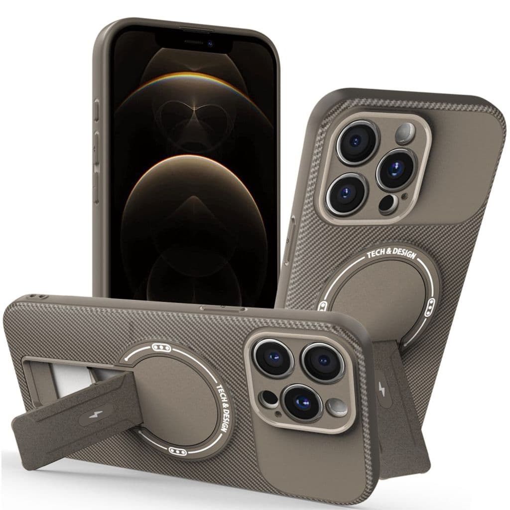 iPhone 12 Pro Skal med Stativ - Brun