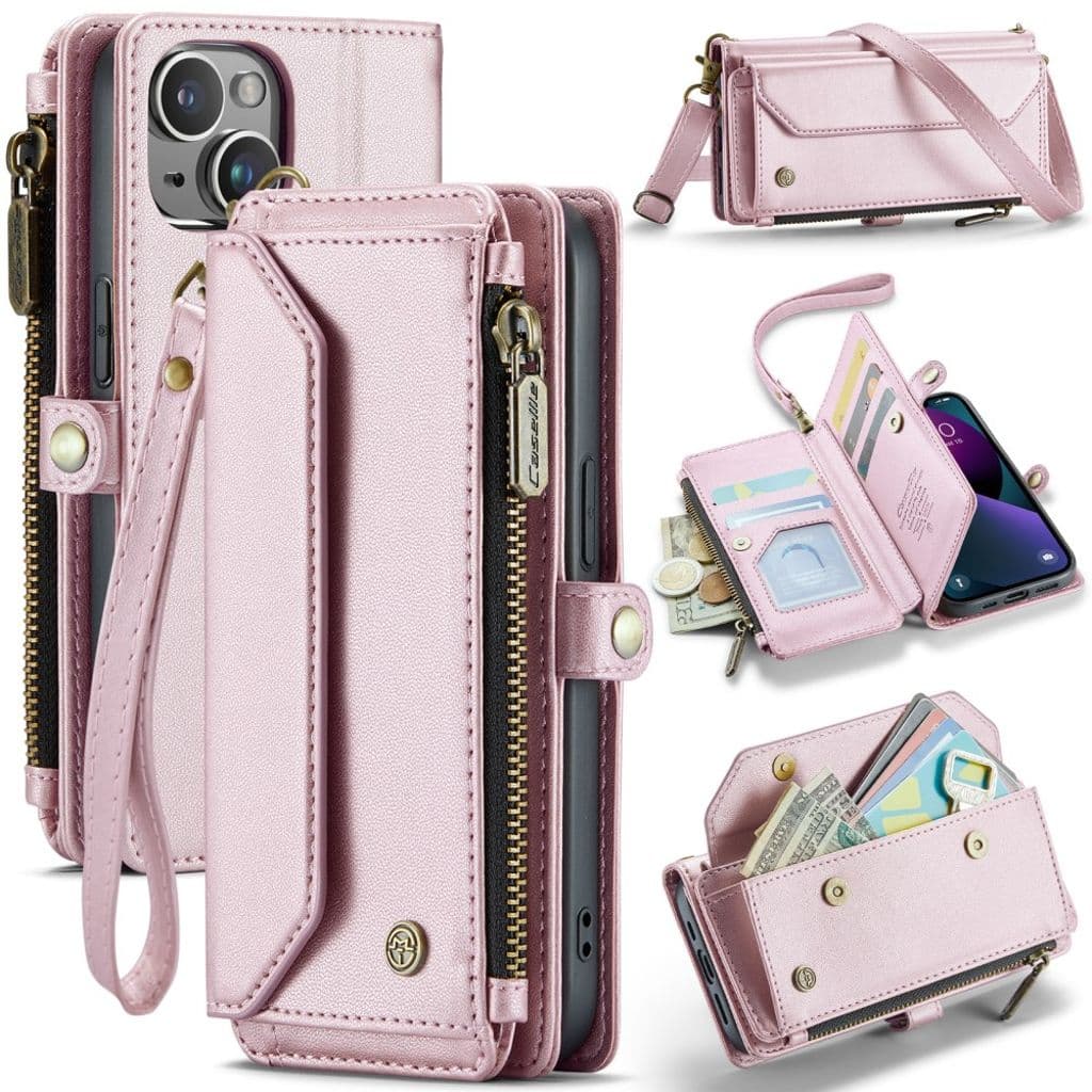 iPhone 13 Plånboksfodral Korthållare - Rosa