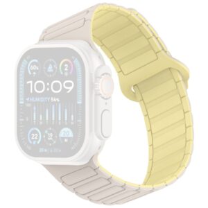 Apple Watch 49/46/44/42mm Silikonarmband med magnetisk loop - Vit/Gul